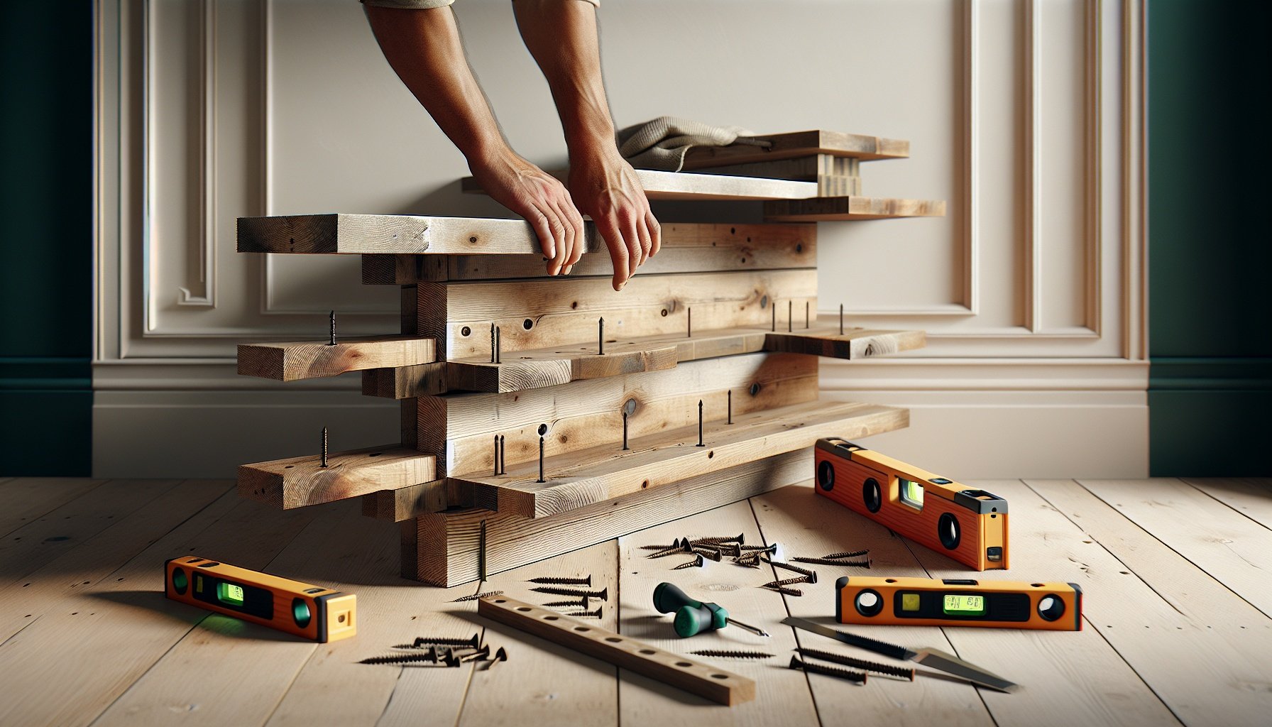 Assembling and Securing the Stair-Tread Bookshelf